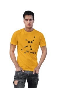 Virgo stars (BG Black) (Yellow T) - Printed Zodiac Sign Tshirts - Made especially for astrology lovers people
