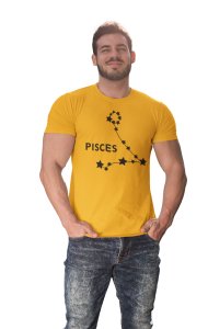 Pisces stars (BG Black) (Yellow T) - Printed Zodiac Sign Tshirts - Made especially for astrology lovers people