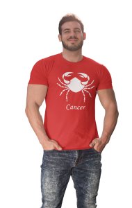 Cancer (BG white) (Red T) - Printed Zodiac Sign Tshirts - Made especially for astrology lovers people