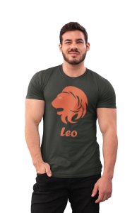 Leo (BG Orange) (Green T) - Printed Zodiac Sign Tshirts - Made especially for astrology lovers people