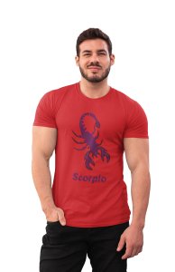 Scorpio (BG chocolate) (Red T) - Printed Zodiac Sign Tshirts - Made especially for astrology lovers people