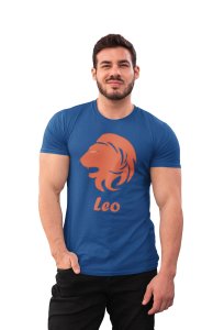 Leo (BG Red)(Blue T) - Printed Zodiac Sign Tshirts - Made especially for astrology lovers people