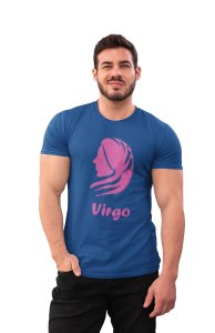 Virgo (BG pink)(Blue T) - Printed Zodiac Sign Tshirts - Made especially for astrology lovers people