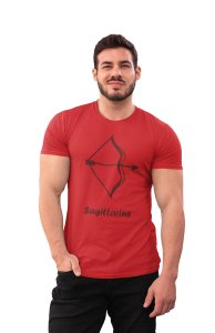 Sagittarius (BG chocolate)(Red T) - Printed Zodiac Sign Tshirts - Made especially for astrology lovers people