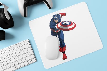 Captain America ready to fight- Printed animated Mousepad for animation lovers