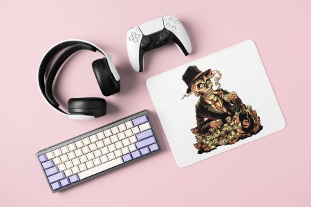 Skull with money- Printed animated Mousepad for animation lovers