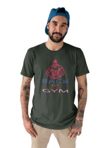 Back to the Gym, (BG Pink Muscle Man), Round Neck Gym Tshirt - Foremost Gifting Material for Your Friends and Close Ones