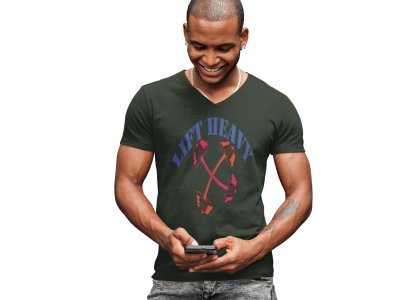 Lift Heavy, Crossed Dumbles, Round Neck Gym Tshirt - Foremost Gifting Material for Your Friends and Close Ones