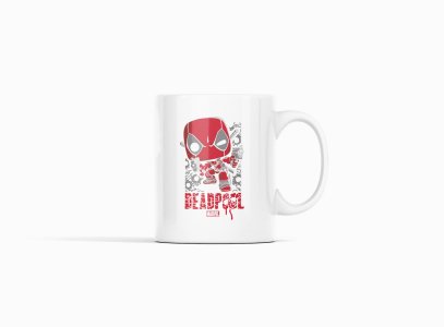 Deadpool face - animation themed printed ceramic white coffee and tea mugs/ cups for animation lovers