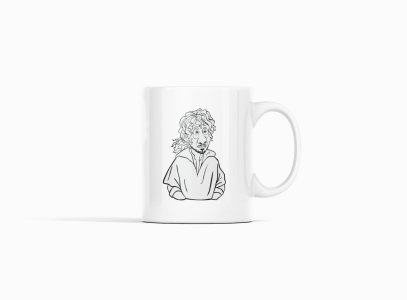 Curly hair boy - animation themed printed ceramic white coffee and tea mugs/ cups for animation lovers