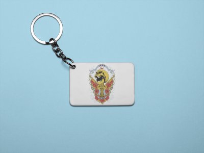 Yellow skull - Printed acrylic animated Keychain(Pack Of 2)
