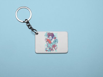 Japanese woman - Printed acrylic animated Keychain(Pack Of 2)