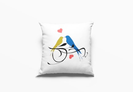 Love Birds With Cute Heart-Printed Pillow Covers For (Pack Of Two)