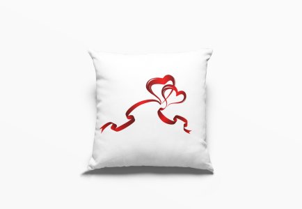 Heart Ribbons -Printed Pillow Covers For (Pack Of Two)