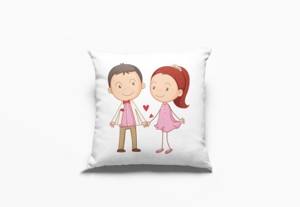 Cute Couple with Cute Heart-Printed Pillow Covers For (Pack Of Two)