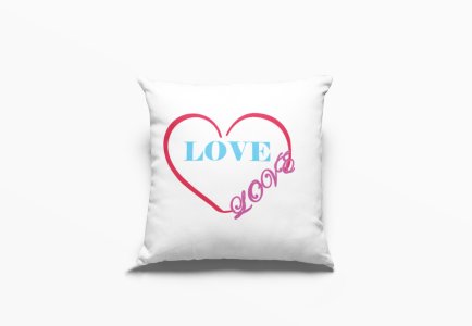 Love( Text in Sky Blue )-Printed Pillow Covers For (Pack Of Two)