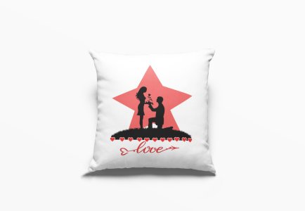 Man Proposing Women With Rose -Printed Pillow Covers For (Pack Of Two)