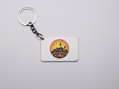Halloween Time -Circle -Hunted House -Printed Acrylic Keychains(Pack Of 2)