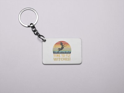 Time To fly Witches-Flying Witch-Printed Acrylic Keychains(Pack Of 2)