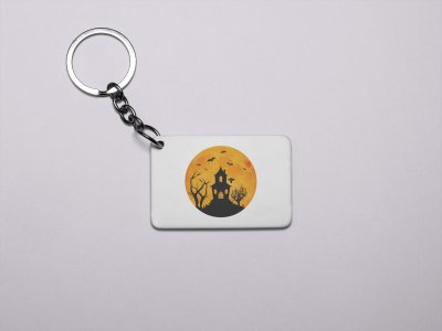 Hunted House With Scary Trees -Printed Acrylic Keychains(Pack Of 2)