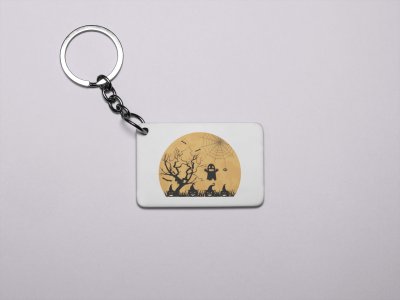 Halloween Illustration -Scary Semi Circle-Printed Acrylic Keychains(Pack Of 2)