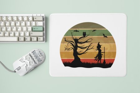 Halloween graveyard -Witch illustration graphic -Halloween Theme Mousepads