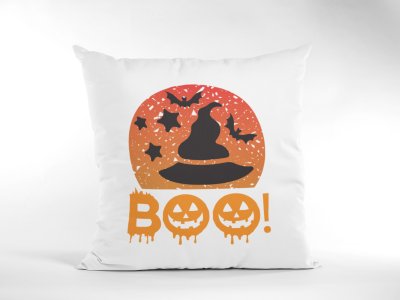 BOO-Witch Hat -Halloween Theme Pillow Covers (Pack Of 2)