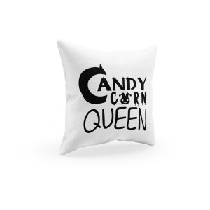 Candy Corn Queen Black Text -Haunted House -Halloween Theme Pillow Covers (Pack Of 2)
