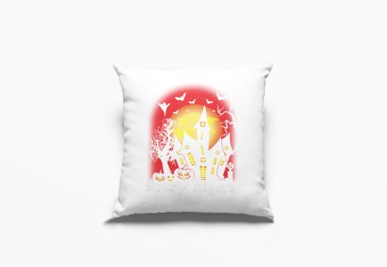 Halloween Scary Illustration -Hunted House-Halloween Theme Pillow Covers (Pack Of 2)