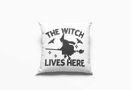 The Witch Lives Here-Halloween Theme Pillow Covers (Pack Of 2)