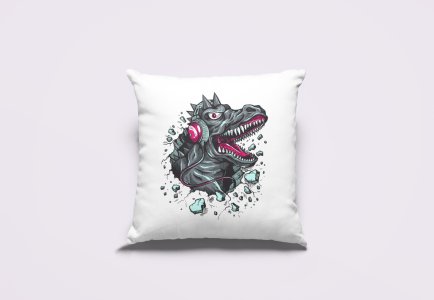 Dragon With Headphone-Printed Pillow Covers(Pack Of 2)