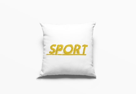 Sport Text In Yellow -Printed Pillow Covers (Pack Of 2)