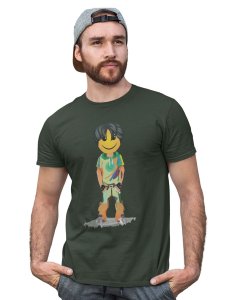 A Young Standing Emoji Boy Printed T-shirt (Green) - Clothes for Emoji Lovers - Suitable for Fun Events - Foremost Gifting Material for Your Friends and Close Ones
