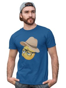 Pouting Emoji with Hat Printed T-shirt (Blue) - Clothes for Emoji Lovers - Suitable for Fun Events - Foremost Gifting Material for Your Friends and Close Ones