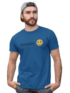 Written Happy Text with Emoji T-shirt - Clothes for Emoji Lovers - Suitable for Fun Events - Foremost Gifting Material for Your Friends and Close Ones