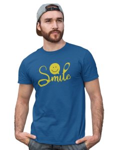 Smile Please Emoji Printed T-shirt (Blue) - Clothes for Emoji Lovers - Suitable for Fun Events - Foremost Gifting Material for Your Friends and Close Ones