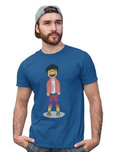 A Young Laughing Emoji Boy Printed T-shirt (Blue) - Clothes for Emoji Lovers - Suitable for Fun Events - Foremost Gifting Material for Your Friends and Close Ones