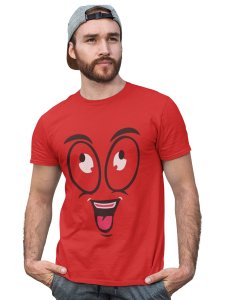 Looking Up Emoji T-shirt (Red) - Clothes for Emoji Lovers - Foremost Gifting Material for Your Friends and Close Ones