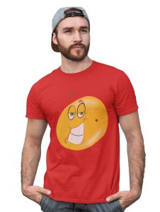 Naughty Smiling Emoji Blend T-shirt (Red) - Clothes for Emoji Lovers - Foremost Gifting Material for Your Friends and Close Ones