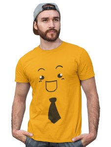Open Mouth with a Tie Emoji T-shirt (Yellow) - Clothes for Emoji Lovers - Suitable for Fun Events - Foremost Gifting Material for Your Friends and Close Ones