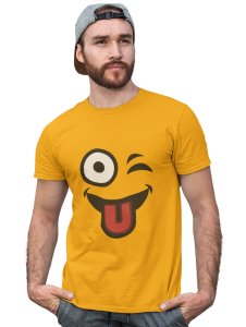 Left Eye Blink Emoji T-shirt (Yellow) - Clothes for Emoji Lovers - Suitable for Fun Events - Foremost Gifting Material for Your Friends and Close Ones