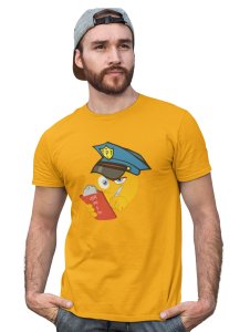 Please be Aware, Police is Here Emoji T-shirt (Yellow) - Clothes for Emoji Lovers - Suitable for Fun Events - Foremost Gifting Material for Your Friends and Close Ones