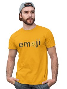 Ariel Text with Emoji Dots T-shirt (Yellow) - Clothes for Emoji Lovers - Suitable for Fun Events - Foremost Gifting Material for Your Friends and Close Ones