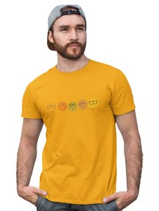 Five Colour Shaded Shapes Emojis T-shirt (Yellow) - Clothes for Emoji Lovers - Suitable for Fun Events - Foremost Gifting Material for Your Friends and Close Ones