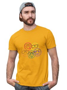 Scribbled Five different Emojis T-shirt (Yellow) - Clothes for Emoji Lovers - Suitable for Fun Events - Foremost Gifting Material for Your Friends and Close Ones