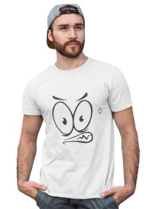 Angry Big Eyes Emoji T-shirt (White) - Clothes for Emoji Lovers - Suitable for Fun Events - Foremost Gifting Material for Your Friends and Close Ones