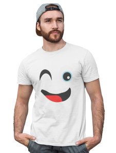 Wink Emoji Blend T-shirt (White) - Clothes for Emoji Lovers -Foremost Gifting Material for Your Friends and Close Ones