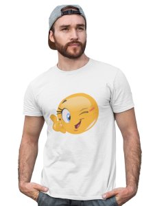 Blink a wink Emoji T-shirt (White) - Clothes for Emoji Lovers -Foremost Gifting Material for Your Friends and Close Ones