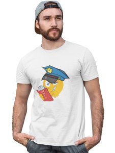Please be Aware, Police is Here Emoji T-shirt (White) - Clothes for Emoji Lovers -Foremost Gifting Material for Your Friends and Close Ones