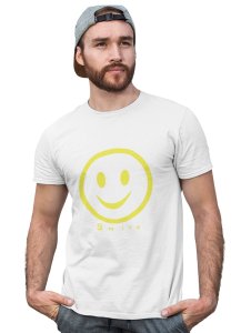 Simple Smile -Yellowish Outline Printed T-shirt (White) - Clothes for Emoji Lovers -Foremost Gifting Material for Your Friends and Close Ones